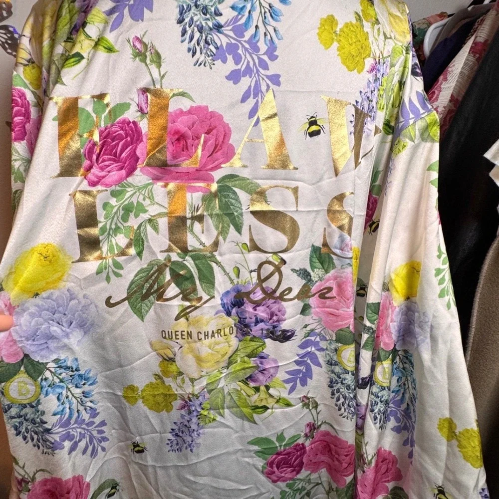 Netflix Bridgerton Queen Charlotte Floral Robe Flawless My Dear missing tie - Picture 8 of 9